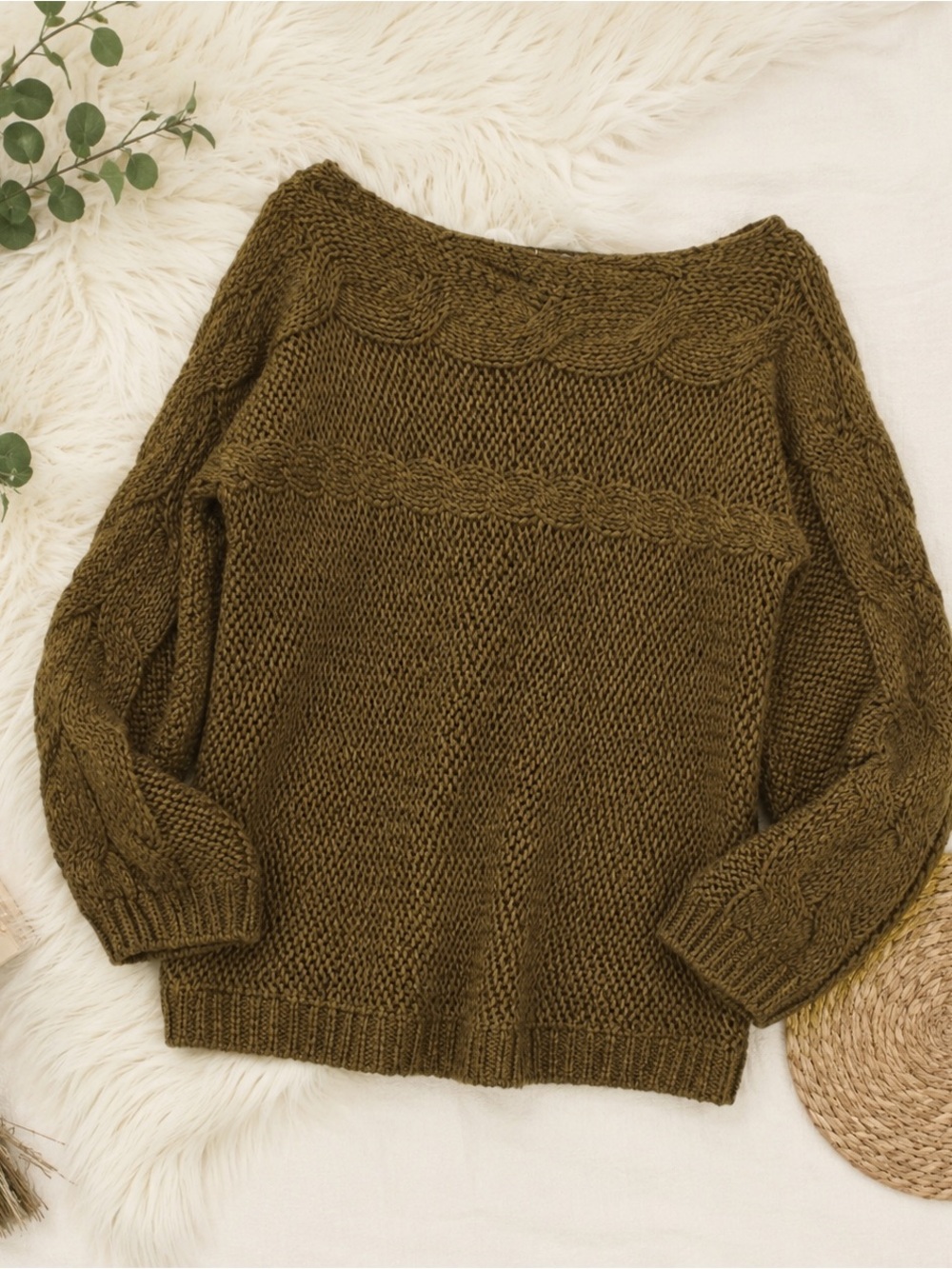 Avalin wool blend tan beige knitted sweater
